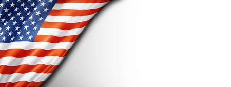 USA flag isolated on white. Horizontal panoramic banner.の写真素材