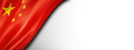 China flag isolated on white. Horizontal panoramic banner.の写真素材