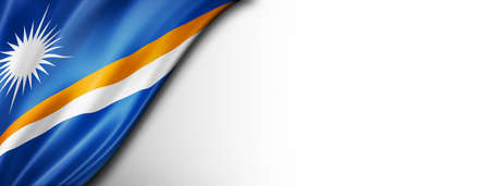 Marshall Islands flag isolated on white. Horizontal panoramic banner.の写真素材