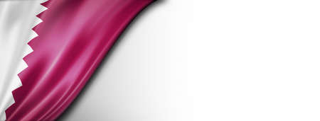 Qatar flag isolated on white. Horizontal panoramic banner.の写真素材