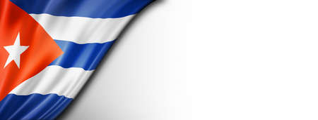 Cuba flag isolated on white. Horizontal panoramic banner.の写真素材