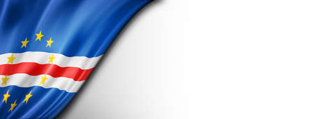 Cape Verde flag isolated on white. Horizontal panoramic banner.