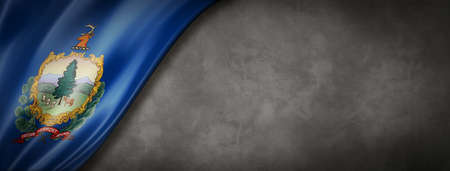 Vermont flag on concrete wall banner, USA. 3D illustrationの写真素材