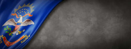 North Dakota flag on concrete wall banner, USA. 3D illustrationの写真素材