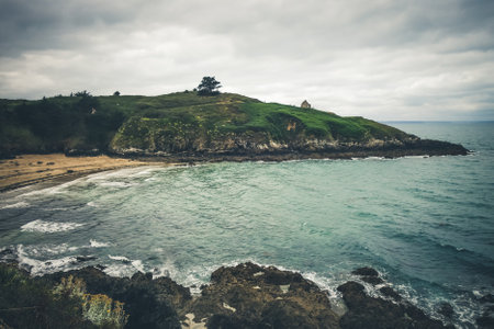 Cove and beach landscape in Pleneuf Val Andre, Brittany, France