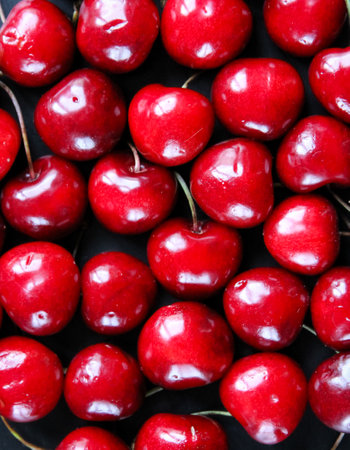 Bunch of organic fresh cherries. Background wallpaperの写真素材