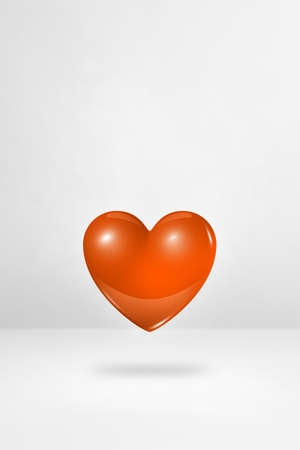3D orange heart isolated on a white studio background. 3D illustrationの写真素材