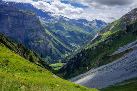 Mountain and pastures landscape in Pralognan la Vanoise. French alpsの写真素材