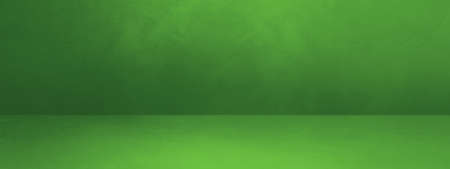 Green concrete interior background banner. Empty template sceneの写真素材
