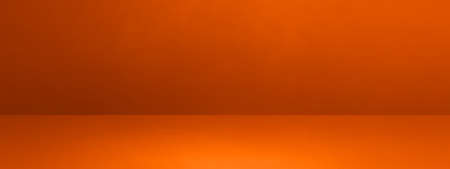 Orange concrete interior background banner. Empty template sceneの写真素材