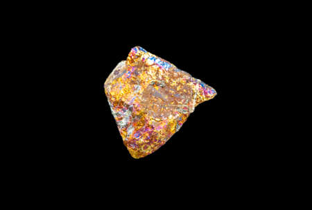 Chalcopyrite isolated on black background. Closeup view