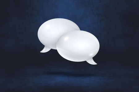 3D white speech bubbles isolated on black backgroundの写真素材
