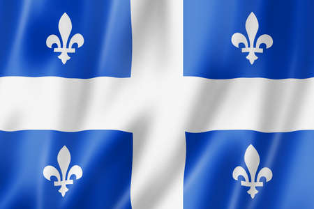 Quebec province flag, Canada waving banner collection. 3D illustrationの写真素材
