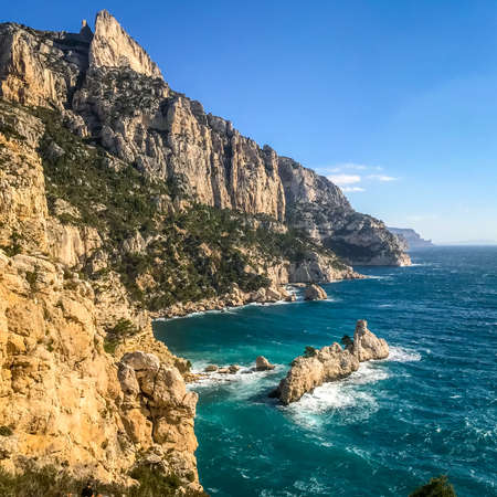 Calanques seascape and mountains, creeks of marseille, Franceの写真素材