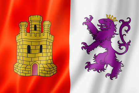 Caceres province flag, Spain waving banner collection. 3D illustrationの写真素材