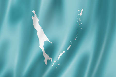 Sakhalin state - Oblast -  flag, Russia waving banner collection. 3D illustrationの写真素材