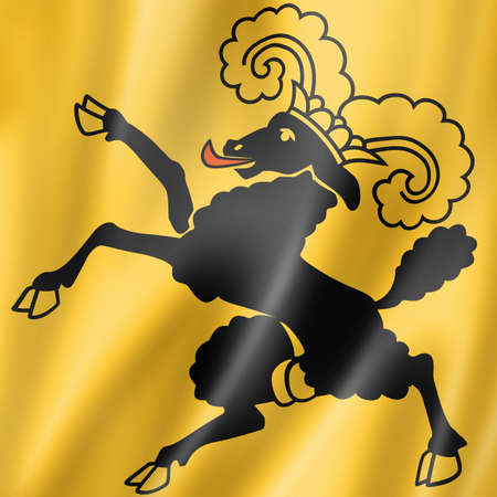 Schaffhouse canton - State - flag, Switzerland waving banner collection. 3D illustrationの写真素材
