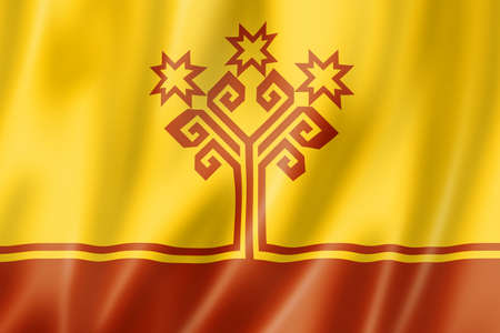 Chuvash state - Republic -  flag, Russia waving banner collection. 3D illustrationの写真素材