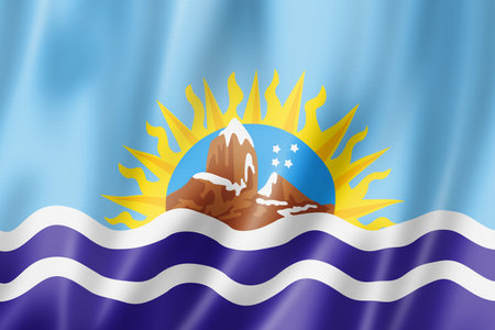 Santa Cruz province flag, Argentina waving banner collection. 3D illustrationの写真素材