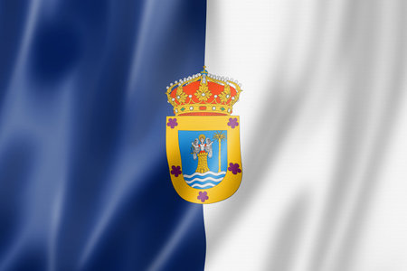 La Palma, Canary islands flag, Spain waving banner collection. 3D illustrationの写真素材
