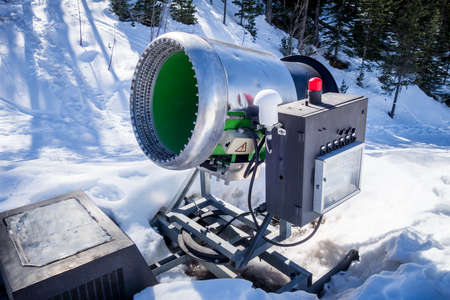 Snow gun in a winter ski resort