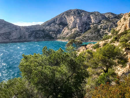 Calanques seascape and mountains, creeks of marseille, France