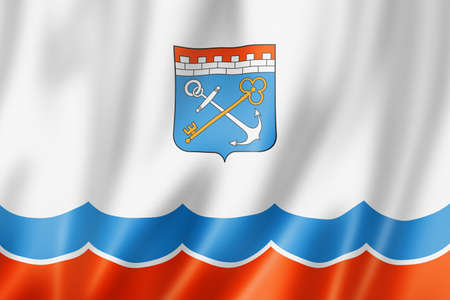 Leningrad state - Oblast -  flag, Russia waving banner collection. 3D illustrationの写真素材
