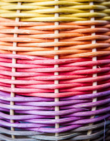 Colorful braided reed texture. Closeup backgroundの写真素材