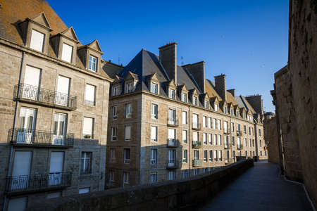 Fortified walls and city of Saint-Malo in Brittany, Franceの写真素材