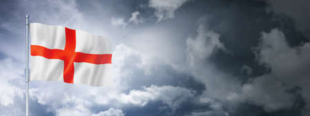 England flag on a cloudy sky, three dimensional renderの写真素材