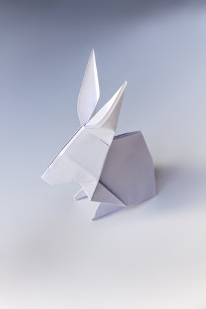 Paper rabbit origami isolated on a blank white background.の写真素材