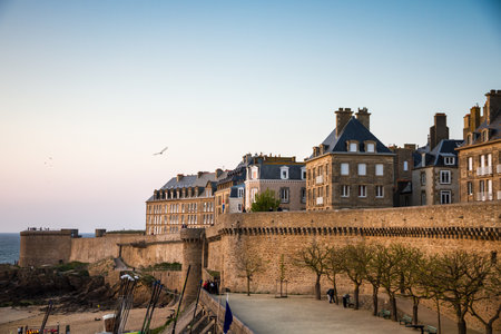 Fortified walls and city of Saint-Malo in Brittany, Franceのeditorial素材