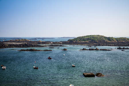 Chausey island coast and cliffs landscape in Brittany, France