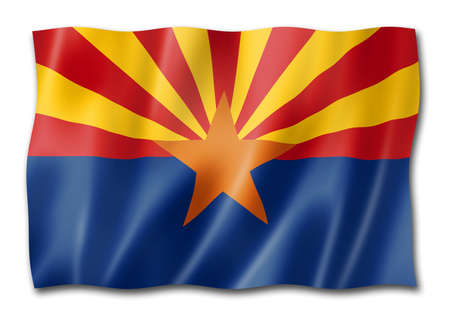 Arizona flag, united states waving banner collection. 3D illustrationの写真素材
