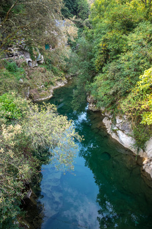 Cares trail - ruta del Cares - in Picos de Europa canyon, Asturias, Spain