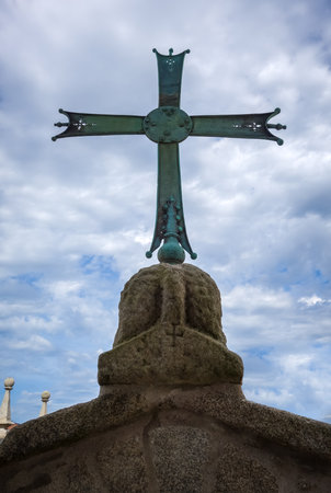 Crucifix on Santiago de Compostela Cathedral, Galicia, Spain. View from the roofの写真素材