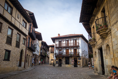 Santillana del mar - Spain - July 17, 2022 : Old medieval villageのeditorial素材