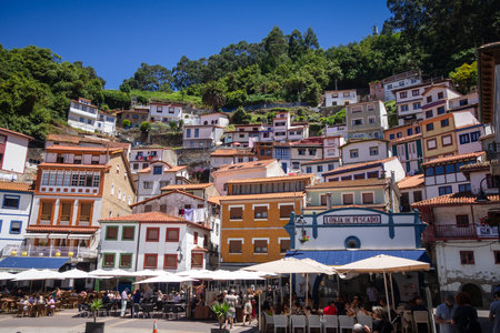 Cudillero - Spain - July 9, 2022 : Colorful houses in traditional fishing villageのeditorial素材