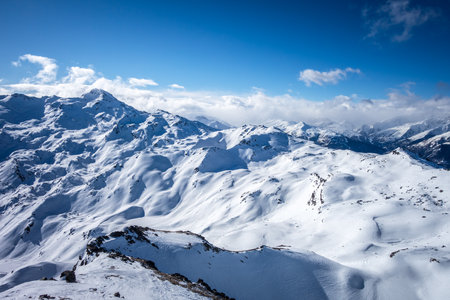 Ski slopes and mountains of Les Menuires resort in the french alps, Franceの写真素材