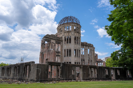 The Genbaku Dome in Hiroshima Peace Memorial Park stands as a symbol of destruction, memory, and the global call for peace. Japanの写真素材
