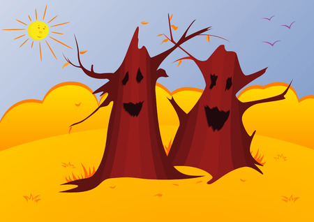  illustration of magic autumn treesのイラスト素材