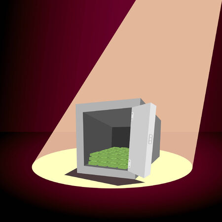  illustration of square cartoon safe full dollarsのイラスト素材