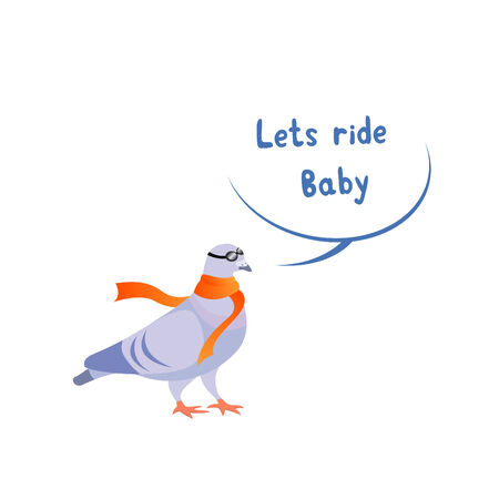 Vector illustration of funny cool pigeon pilotのイラスト素材