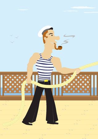 Cartoon sailor on the board.のイラスト素材