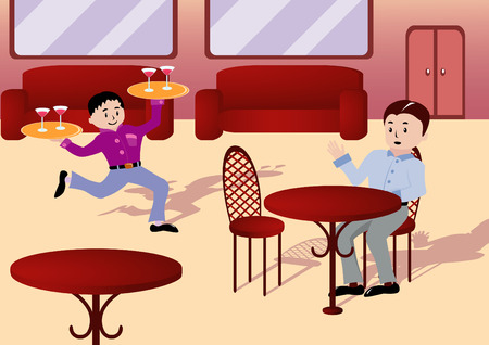 Visitor in the cafe.  illustration.のイラスト素材