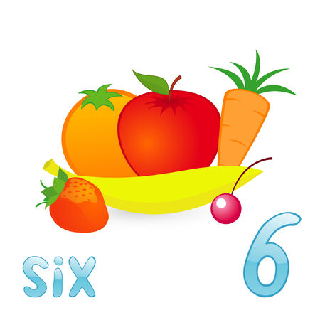 Vector illustration of six fruits for children educationのイラスト素材