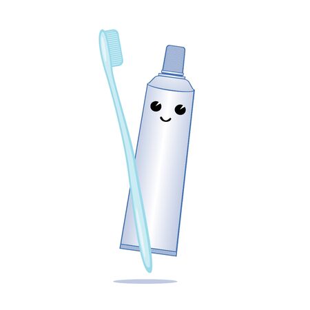 Vector illustration of toothpaste and toothbrushのイラスト素材
