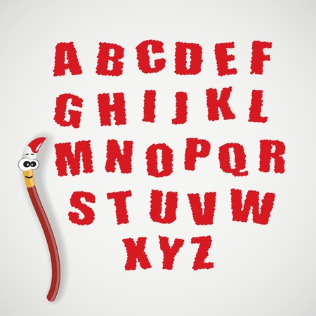 Hands draw alphabet and cartoon brush  Vector eps10 illustration のイラスト素材