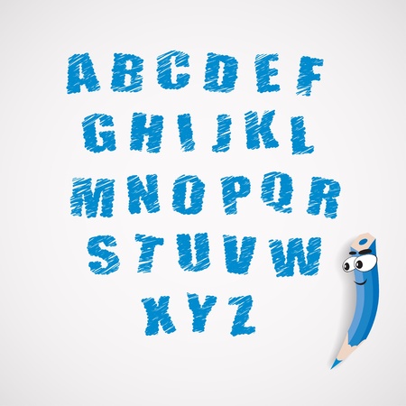 Hands draw alphabet and cartoon crayon  Vector eps10 illustration のイラスト素材