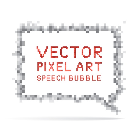 Vector illustration of square speech bubble in pixel art styleのイラスト素材